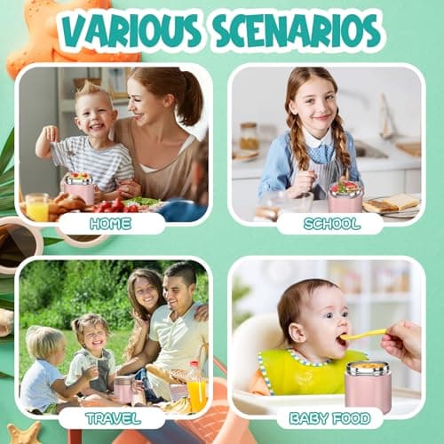Thermo for Hot Food Kids - 15.2oz, Leak Proof Insulated Food Jar, Soup Thermo, Insulated Lunch Containers, Termos Para Comida Caliente, Wide Mouth Lunch Box with Folding Spoon and Handle thumbnail 5