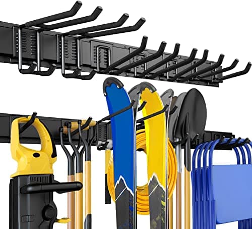 UUP 48" Garage Tool Organizer Wall Mount, 440lbs Garden Garage Storage Garage Organization with Adjustable Heavy Duty Hanging Hooks, Yard Rack Hanger System Shovel Rake Broom Ladder Holder, Men Gift - Image 1