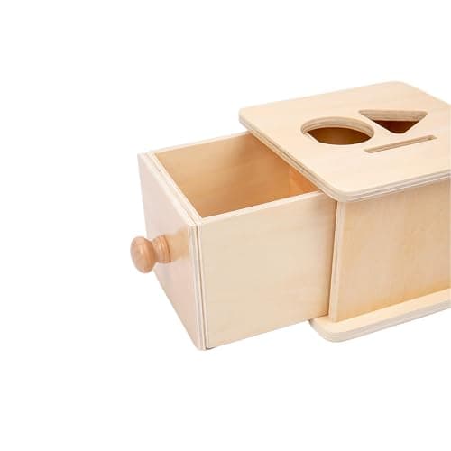 Adena Montessori Coin Box,3 in 1 Object Permanence Box Toys for 1 Year Old Baby Coins,Wooden Montessori Ball Drop Toys Developmental Toys for 6-12 Month Infant Toys,Triangle Ball Round Shapes thumbnail 9