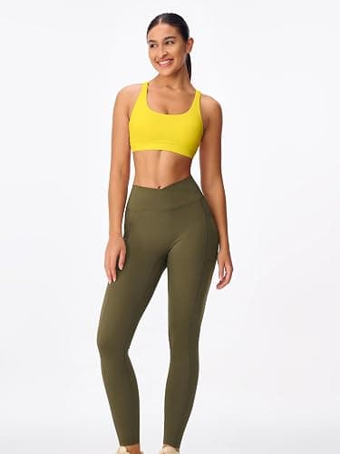 Omwilddo Women's Strappy Sports Bras Light Compression Crop Criss Cross Back Padded Workout Yoga Bra Supportive U Neckline thumbnail 5