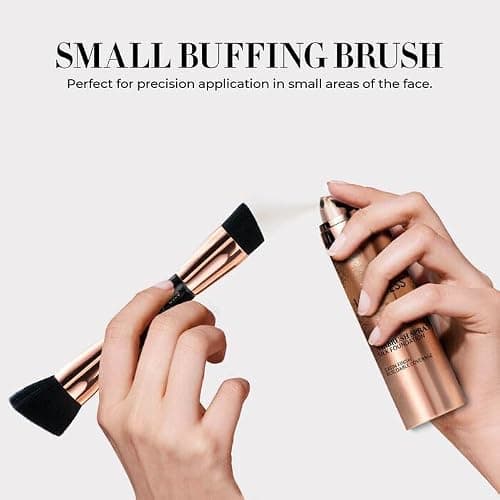 LUMINESS Silk Airbrush Spray Foundation & Buffing Brush Kit – Full Coverage Foundation & Dual-Sided Buffing Brush - Buildable Coverage, Anti-Aging Formula Hydrates & Moisturizes (Shade - Medium) thumbnail 7