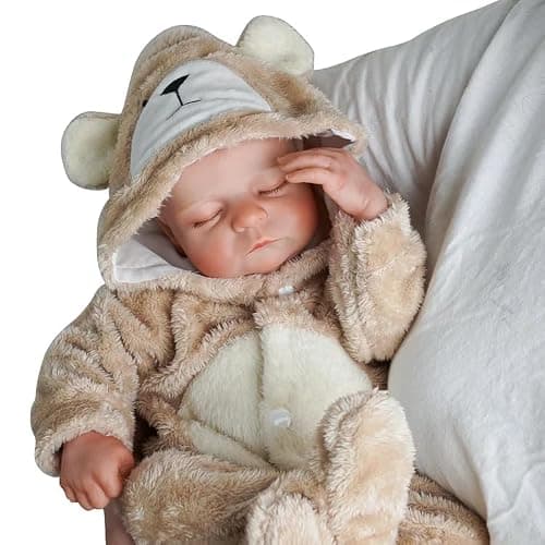 BABESIDE Reborn Baby Doll Clothes Set for 17-22 Inch Baby Dolls | Cute Bear Style Baby Doll Clothes with Hat, Khaki Baby Doll Accessories for Realistic Baby Dolls Girls & Boys thumbnail 3