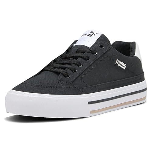 PUMA Mens Court Classic Vulc Lace Up Sneakers Shoes Casual - Black thumbnail 2