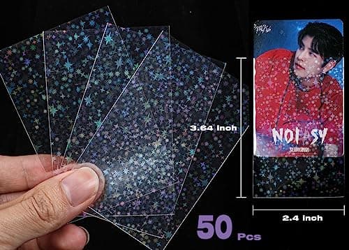 6 Kpop Photocard Holder Keychain Toploaders,6 Wrapped Gift Sets，50 Holographic Card Sleeves for Trading Cards,35Sheets Deco Stickers,2 Pcs Cute Little Pendant (Star II) thumbnail 7