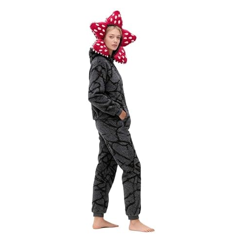 Unisex Demogorgon Onesie Pajamas One Piece Hooded Fleece Sleepwear Cute Christmas Cosplay Costume Winter Jumpsuit thumbnail 5