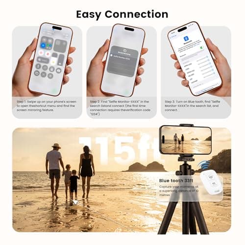 Vamvo Magnetic Selfie Monitor Screen for iPhone & Android, 4K Wireless Vlog Screen with Remote, 180° Rotation & Screen Mirroring Content Creator Essentials for TikTok, YouTube Live Streaming (White) thumbnail 6