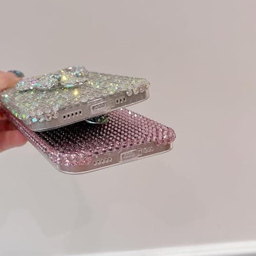 Threesee for iPhone 14 Bling Glitter Case,3D Cute Bow Diamond Women Girls Cover Luxury Shiny Sparkle Crystal Rhinestone Gems Bumper Phone Case for iPhone 14 6.1 inch thumbnail 8