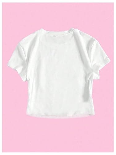 RoseSeek Girl's Letter Bow Graphic Tees Short Sleeve Crewneck Cute Shirts for Teen Girls Trendy thumbnail 3