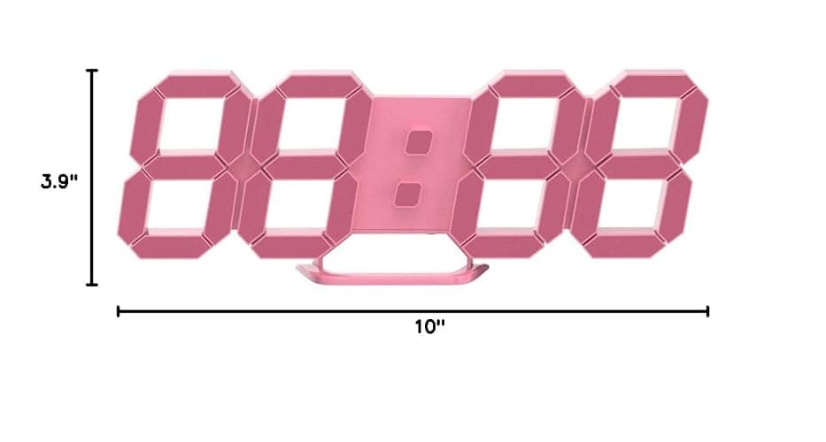 COVERY Pink Digital Wall Clock, 3D LED Desk Clocks, 10 '' Large Numbers for Girl Room - Alarm, Snooze, Temperature, Remote, Nightlight, Auto Brightness Lights, Valentines Gift - 10'' Pink Light Led Clock With Remote Control thumbnail 3