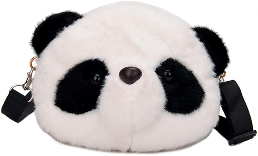 Kawaii Panda Head Plush Bag Crossbody Wallet Shoulder Bag Coin Pouch Accessories Money Bag for Students Teens Girls Boys (Panada) - Image 1