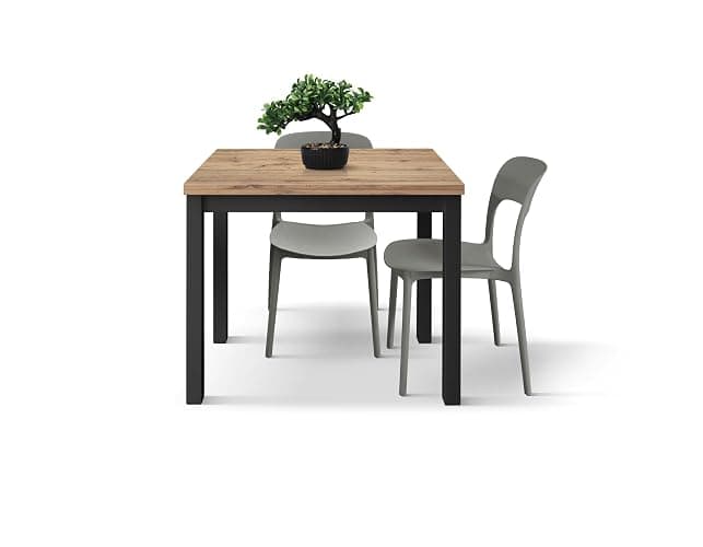 PAZZO DESIGN Mesa extensible Giuliano, roble rústico, ennoblecida (base negra, 90 x 90 x 76,5) - id_2141 thumbnail 3