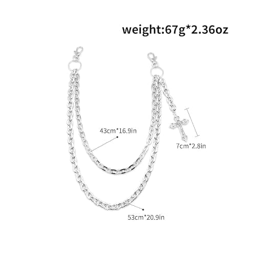 Punk Pants Chain Hip Hop Cross Sword Star Rivet Charm Layered Jeans Chains Wallet Chain Vintage Rock Chains for Women Men Halloween Jewelry Clothing Accessories thumbnail 7
