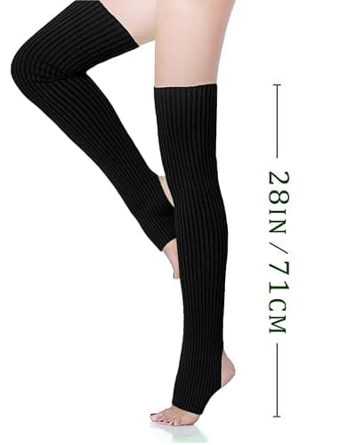 v28 Long Leg Warmer, Women’s Men 80s Party Ribbed Knit Dance Sports thumbnail 3