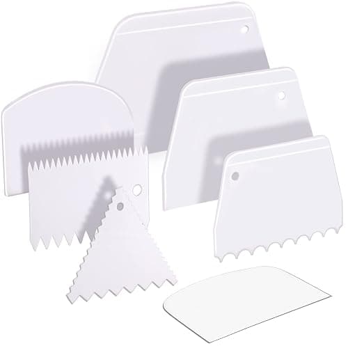Teenitor Cake Scraper Cake Smoother, 7 Pcs Dough Scraper Bowl Scraper Cake Cutter Cake Spatula Bench Scraper Kitchen Plastic Scraper Tool Cake Decorating Kit - Image 1