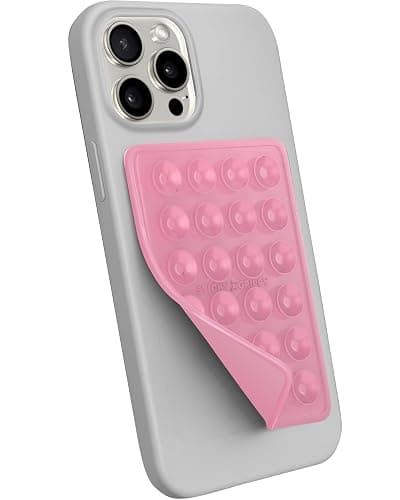 StickyGrippy Suction Phone Case Mount, Sillicon Adhesive Phone Accessory for iPhone and Android, Hands-Free Strong Grip Mirror Shower Phone Holder, Tiktok Videos and Selfies (Pink Glitter) thumbnail 3