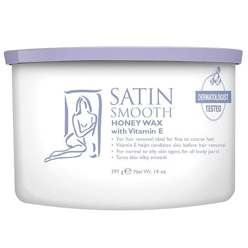 Satin Smooth Honey Wax with Vitamin E, Hair Removal Wax for Sensitive Skin, Full Body Waxing, Ideal for Coarse and Medium Hair, 14oz - Image 1