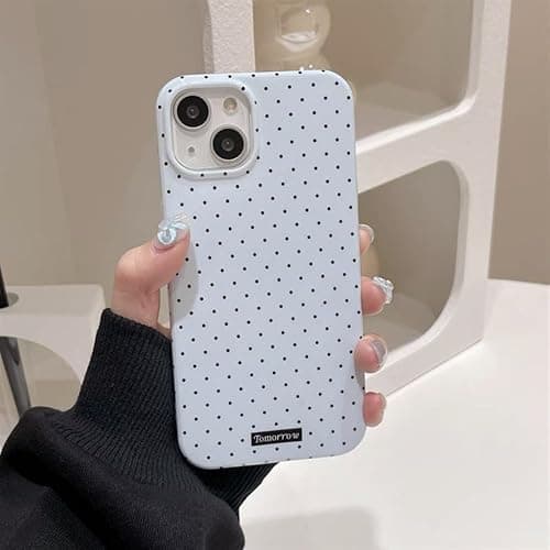 inewateri Compatible with iPhone 13/iPhone 14 Case with Cute Fashion Polka Dot Aesthetics Design Simple Cases for Soft TPU Slim Protection Cover-Blue thumbnail 3