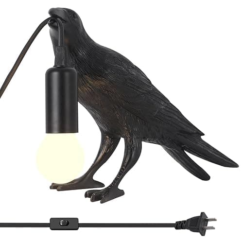 Shandaglo Crow Lamp Raven Table Lamp with Bulb, Crow Light - Gothic Halloween Decor for Bedside Bedroom Living Room Decor thumbnail 2