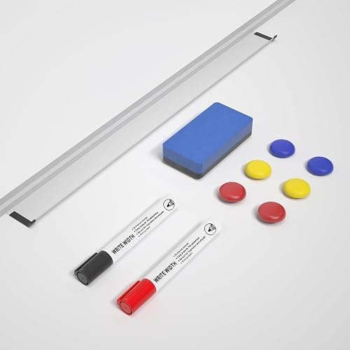 Magnetic Dry Erase Whiteboard - 46 x 33 Inch White Board - 4 x 3 Large Wall-Mounted Board with Silver Aluminum Frame, 1 Magnetic Eraser, 2 Pens, Detachable Marker Tray, 6 Magnets thumbnail 9