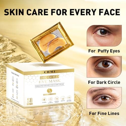 CHMI Under Eye Patches (50 Pairs) - 24K Gold Eye Patches for Puffy Eyes, Dark Circles, EyeBags and Wrinkles, Collagen Skin Care Products, Beauty & Personal Care thumbnail 2