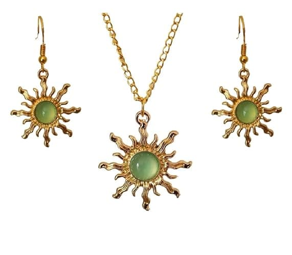 DATOA Boho Sun Necklace Earrings Set Healing Nature Stone Crystal Necklace Gothic Jewelry Gift for Women Prom Party Outfit Accessories - Image 1