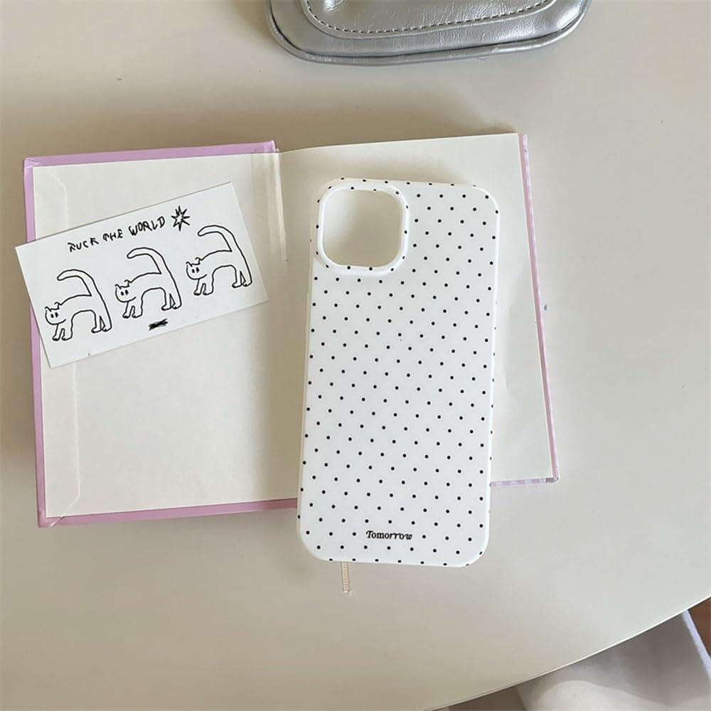 Cute Dots Pattern iPhone 13 iPhone 14 Case Aesthetic Design Simple Stylish Soft TPU Protective Phone Case for iPhone 13/14 - White thumbnail 3