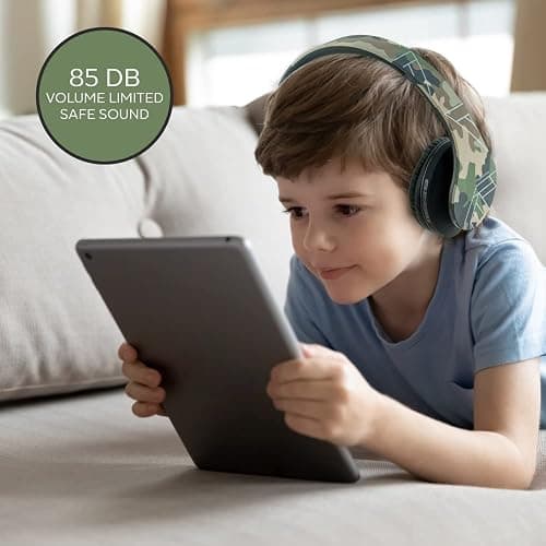 PowerLocus Kids Headphones Over-Ear, Bluetooth Wireless Headphones for Kids,with Microphone, Safe 85DB Volume Limited, Foldable with Carry Case, Audio Cable, Micro SD mode for Online Classes,PC,Phones thumbnail 4