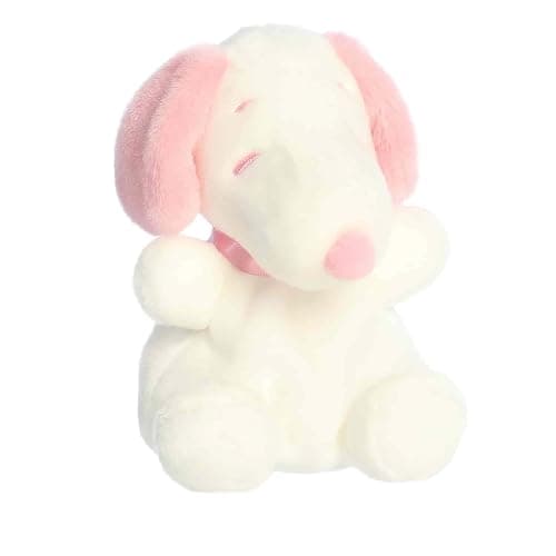Aurora Adorable Peanuts Snoopy Palm Pals Stuffed Animal - Officially Licensed Toys For All Snoopy Fans - Nostalgic Gift for Adults and Valentine's Day - Pink & White 5 Inches - Image 1