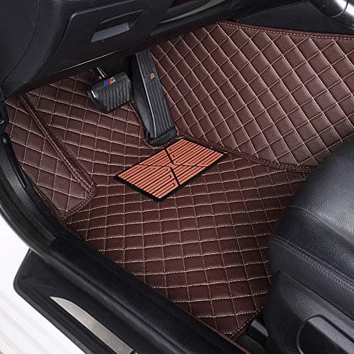 ZPXJSM Custom Floor Mats for Cars fit 95% Sedan SUV Sports Car Full Coverage All Weather Men Women Pads Protection Non-Slip Leather Floor Liners (Black Wine red Stitching) thumbnail 5