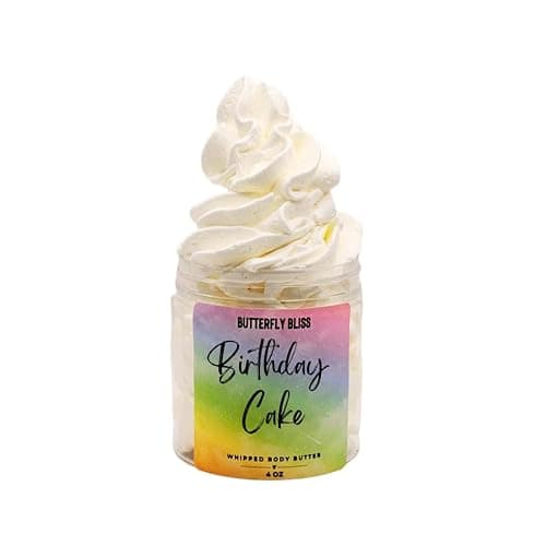 Birthday Cake Whipped Body Butter – Sweet Vanilla Frosting Scent – Shea, Mango & Coconut Cream – Vegan, Paraben-Free Moisturizer for Dry Skin – 4 oz Jar - Image 1
