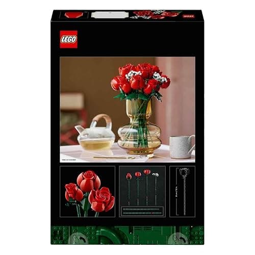 LEGO Botanicals Bouquet of Roses - Artificial Flowers Set for Adults - incl. 12 Faux Roses & 4 Sprigs of Baby's Breath for Home Decor - DIY Gift Idea - 10328 thumbnail 4