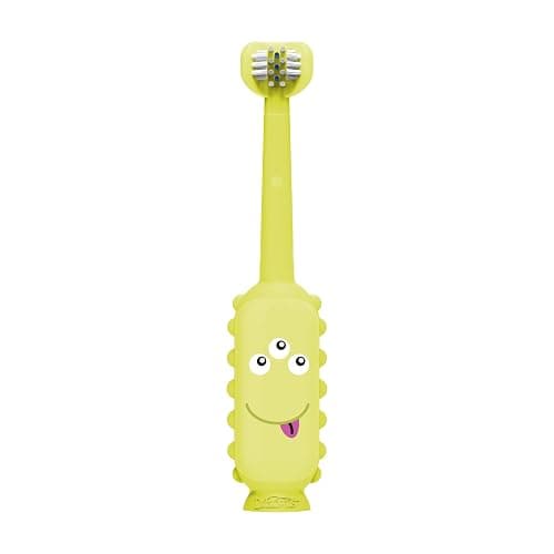 Dr. Brown's ToothScrubber Toddler Toothbrush, Triple-Sided Training Toothbrush with Suction Cup Base, Green Monster, Baby Oral Care, Ages 1-4 Years thumbnail 3
