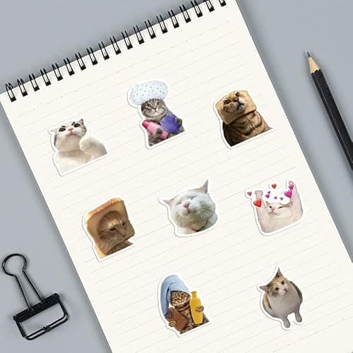 100 PCS Cute Cat Stickers, Funny Meme Cat Stickers Pack, Waterproof Vinyl Stickers for Kindle Water Bottles Skateboard Guitar Snowboard Luggage for Cat Lovers thumbnail 7
