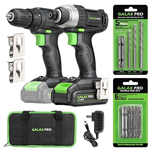 GALAX PRO Cordless Drill Impact Driver-95307&D6001 | combo kit with 1pcs 1.3Ah Lithium-Ion Batteries, Charger Kit, 11pcs Accessories and Tool Bag - Image 1