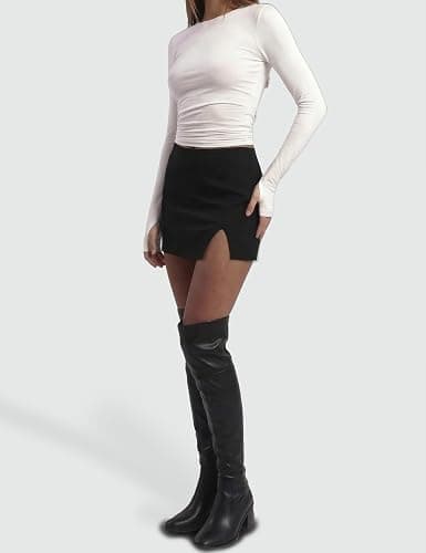Tisfeer Mini Skirt for Women with Side Split Low Waist Bodycon Skort with Shorts Underneath Casual Trendy Outfits thumbnail 3