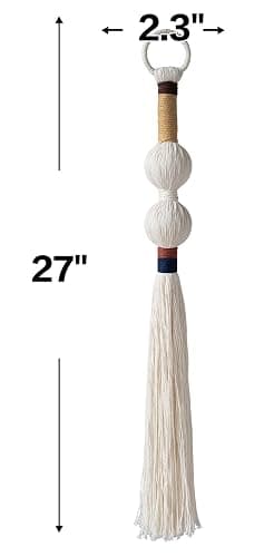 Macrame Wall Hanging Boho Decor Yarn Wall Art Small Sphericity Cotton Textile Tassel Hanging Fiber Art for Living Room Bedroom 27'' L x 2.3'' W - Ivory1 thumbnail 5