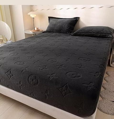 Thickened Milk Velvet Bedsheet, 3 Piece Set Coral Velvet Mattress Protective Cover, Winter Plush Bedsheet Cover thumbnail 4