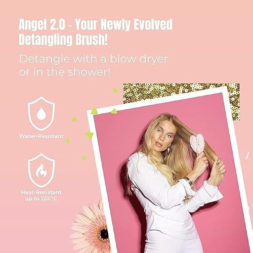 Detangling Hair Brush - Anti Static Angel Wing Hair Brush with Soft & Flexible Bristle for Straight & Wavy Hair - Tangle Angel Hair Detangler Brushes for Blow Drying & Shower - Matt White thumbnail 6