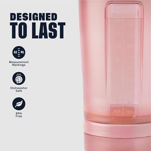 BlenderBottle Shaker Bottle with Pill Organizer and Storage for Protein Powder, Classic V2 ProStak System, 22-Ounce, Rose Pink thumbnail 6