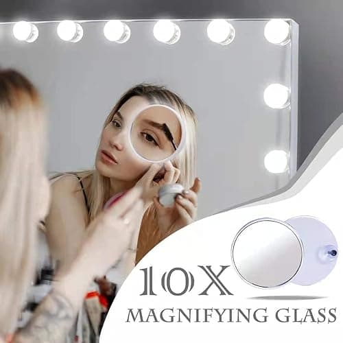 KOTTOVA Vanity Mirror with Lights,23" x 18.1" Large Hollywood Lighted Makeup Mirror with 15 LED,3 Colors Modes, with Detachable 10X Spot Mirror,Smart Touch Control,Plug in(Tabletop & Wall-Mounted) thumbnail 5