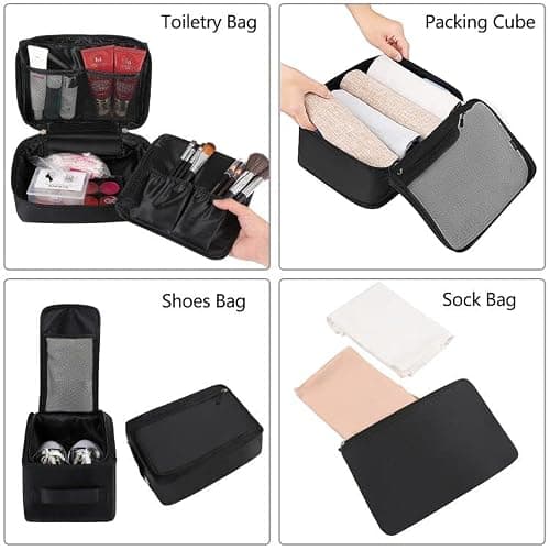 BAGAIL 8 Set Packing Cubes Luggage Packing Organizers for Travel Accessories-Jet Black thumbnail 3