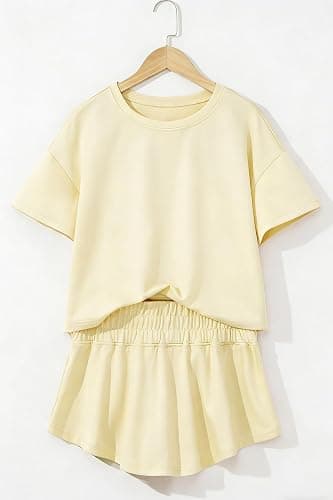 Chvity Women's Summer Skort Set Trendy Casual Solid Cropped Tee and Skort Matching Lounge Outfits with Pocekt thumbnail 3
