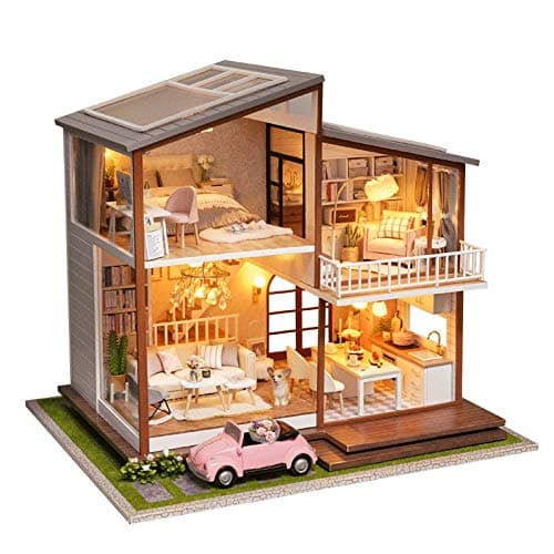 Spilay DIY Dollhouse Miniature with Wooden Furniture,DIY Dollhouse Kit Large Villa Model with LED Light & Music Box,1:24 Scale Creative Room Gift for Adult Teenager - Slow Time With Dust Cover Music Box thumbnail 7