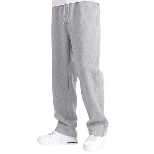 Boys Baggy Sweatpants Straight Wide Leg Open Bottom Casual Pants Elastic Waist Workout Athletic Joggers Pockets Sweat Pants - Image 1