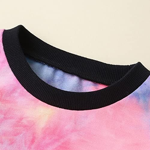 Betusline Girls 2 Piece Outfits Cute Fall Winter Crop Top Cargo Pants Trendy Clothing Sets, 4T-14 Years - 11-12 Years - A Multi Tie Dye thumbnail 3
