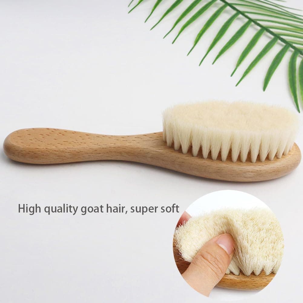 Baby Hair Brush Set – 2 Pcs Natural Soft Goat Bristle & Wooden Handle Brush for Newborns & Toddlers | Cradle Cap Brush for Boys & Girls | Gentle Baby Essentials, Registry Gift thumbnail 5