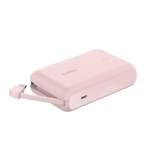 Belkin BoostCharge 10000mAh, portable power bank with integrated cable PD 20W, fast charge USB-C power delivery, fast charging for iPhone 16 series, iPad Pro, Galaxy S24 and more - Image 1