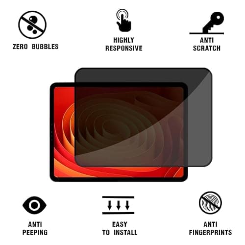 Himover Anti-Spy Tempered Glass Film Guard for iPad 10th 2022 10.9" / 11th A16 2025 11", Anti-Scratch, Anti-Shock Privacy Screen Protector for iPad 10/11 Generation, Black Security Screen thumbnail 3