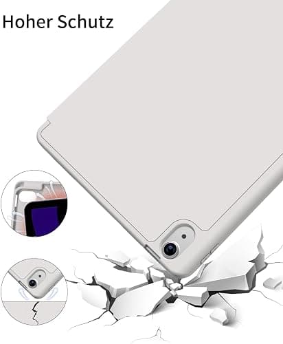 ZOYU Hülle für iPad (A16) 11. / 10. Generation 2025/2022,10,9 Zoll mit Stifthalter, weiche TPU stoßfeste Rückschale, Trifold Ständer Schlanke Hülle für iPad 11/10, Auto Wachen/Schlafen, Grau thumbnail 4