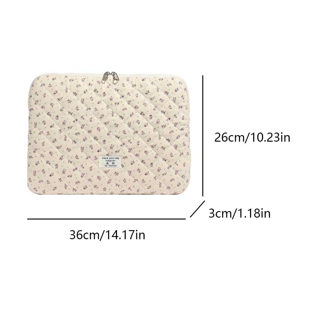 Puffy Laptop Sleeve Cute Computer Bag Case, 13 Inch Flower Quilted Laptop Carrying Cases, Floral Pattern Protective Cover Acc thumbnail 7